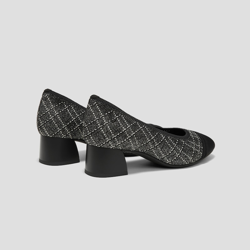 Almond-Toe Stress Free Chunky Heels (Julie Arch Pro), BLACK WHITE LARGE TWEED, EU35 | VIVAIA