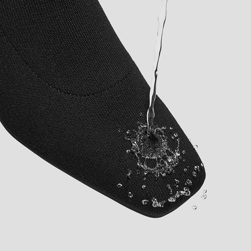 Square-Toe Water-Repellent Heeled Boots (Regina Pro), BLACK CREAM, EU35 | VIVAIA
