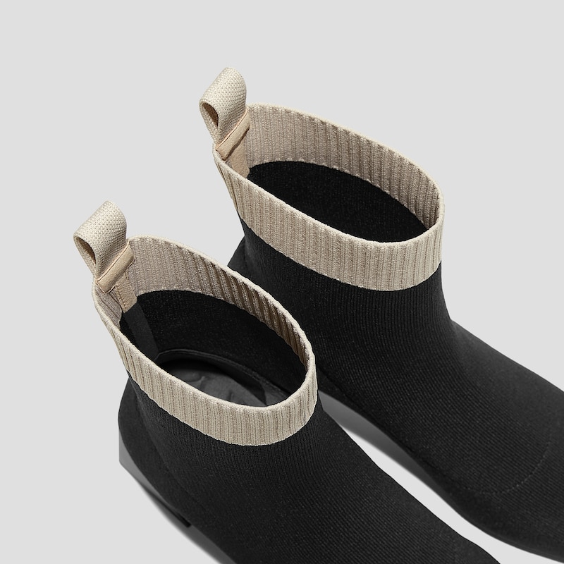 Square-Toe Water-Repellent Heeled Boots (Regina Pro), BLACK CREAM, EU35 | VIVAIA