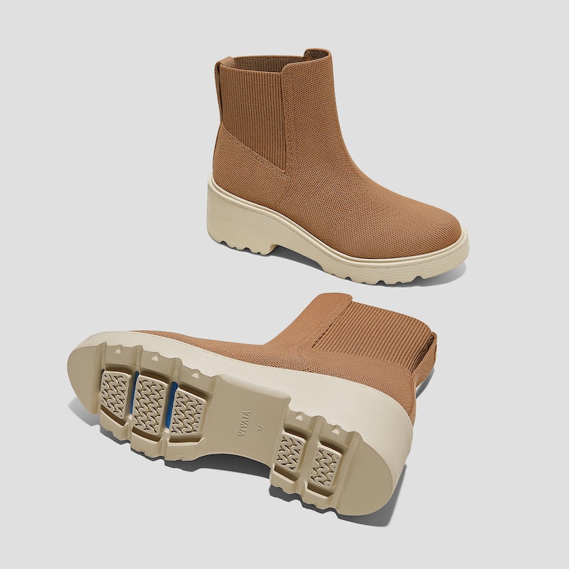 Round-Toe Chunky Platform Travel Boots (Everly), BROWN, EU39 | VIVAIA