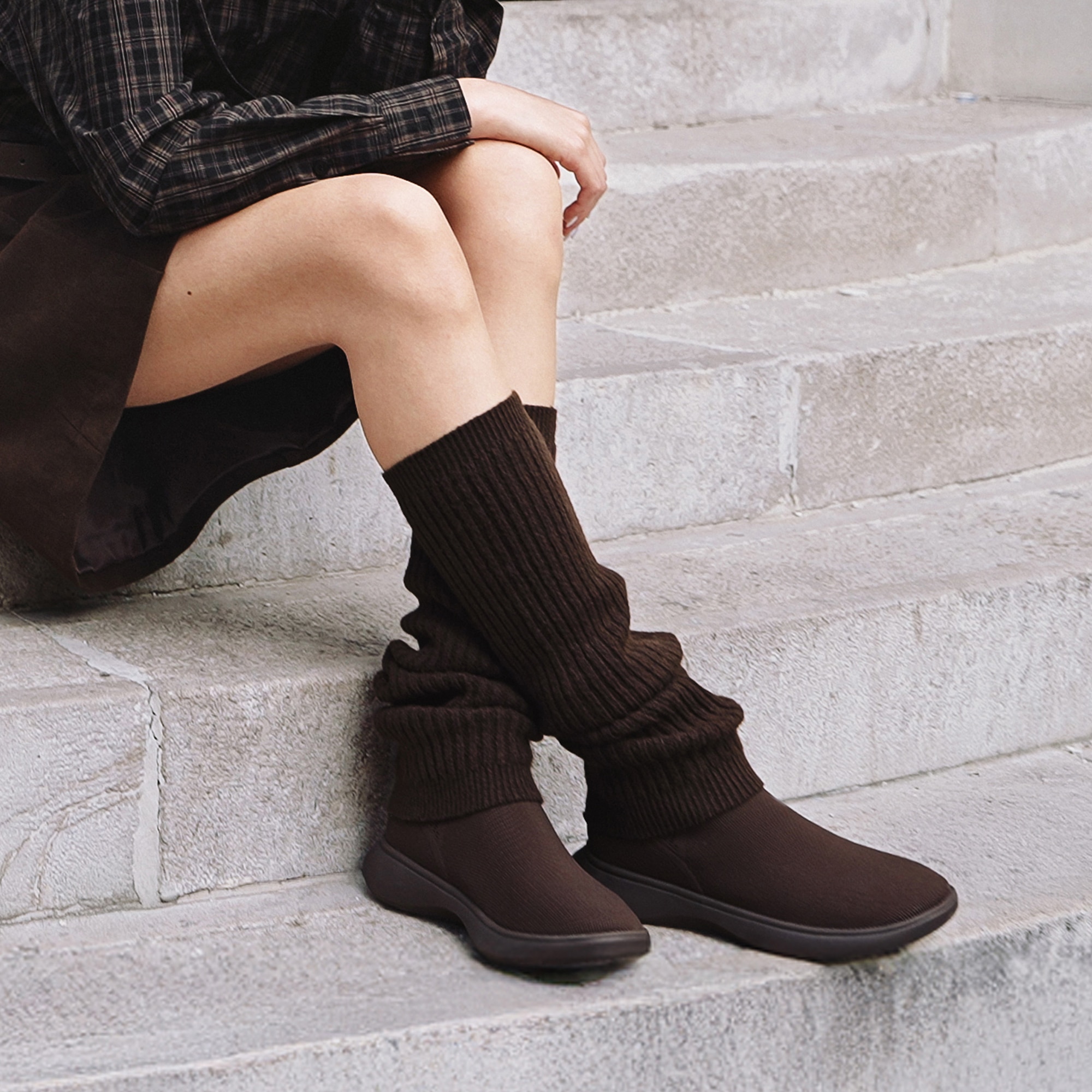 Round-Toe Slip-On Sneaker Boots (Urban Boots), DARK CHOCOLATE