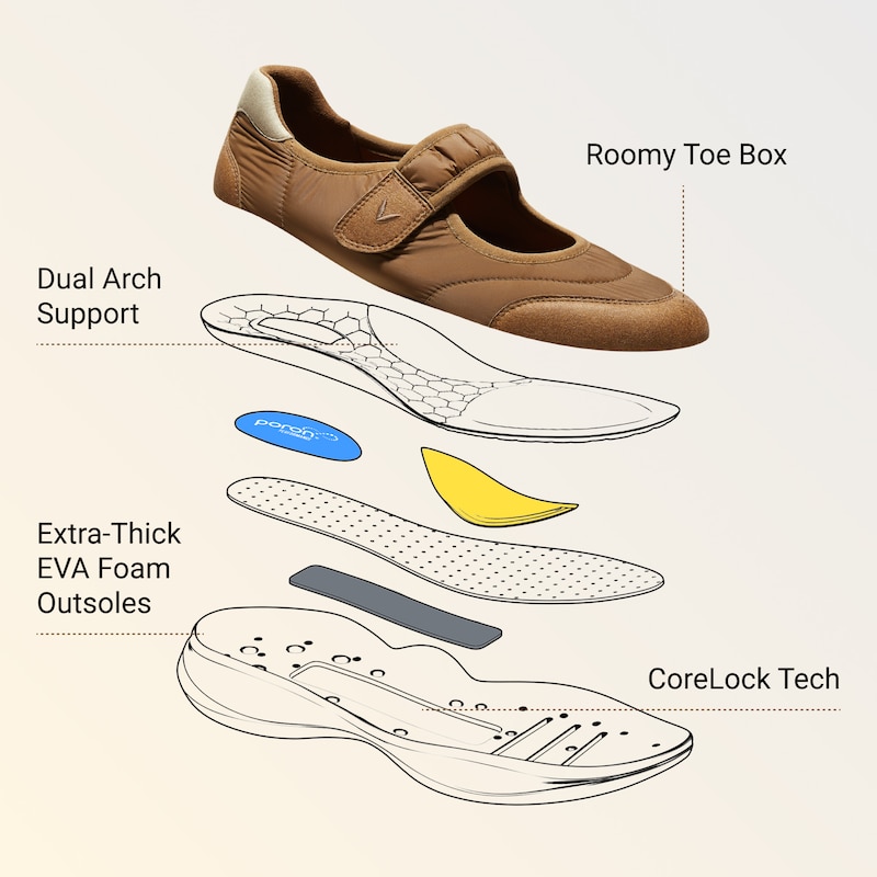 Walker Pro Re-Nylon Hybrid Mary Jane (Ivee), CHESTNUT, EU35 | VIVAIA