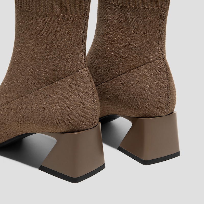 Square-Toe Water-Repellent Heeled Boots (Regina Pro), ESPRESSSO METALLIC, EU35 | VIVAIA