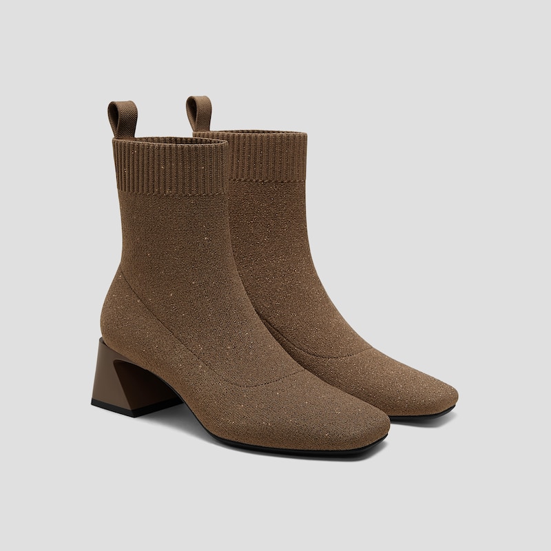 Square-Toe Water-Repellent Heeled Boots (Regina Pro), ESPRESSSO METALLIC, EU35 | VIVAIA