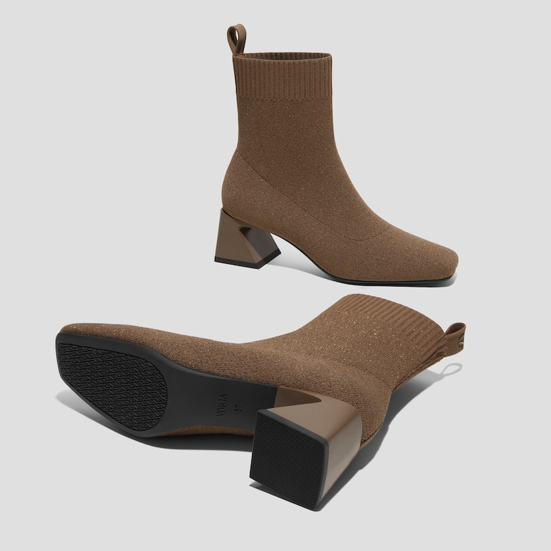 Square-Toe Water-Repellent Heeled Boots (Regina Pro), ESPRESSSO METALLIC, EU35 | VIVAIA