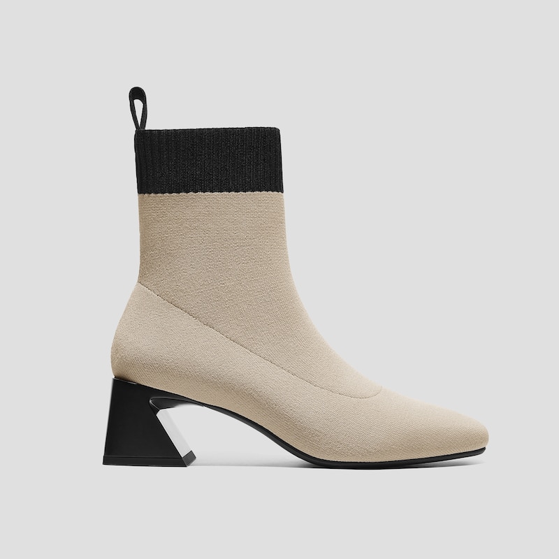 Square-Toe Water-Repellent Heeled Boots (Regina Pro), ALMOND BLACK, EU35 | VIVAIA