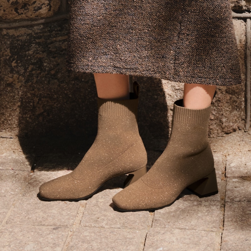 Square-Toe Water-Repellent Heeled Boots (Regina Pro), ESPRESSSO METALLIC, EU35 | VIVAIA