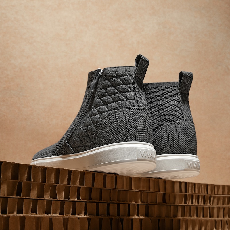 Round-Toe Hidden Wedge Sneakers (Casey), Rich Grey, EU35 | VIVAIA