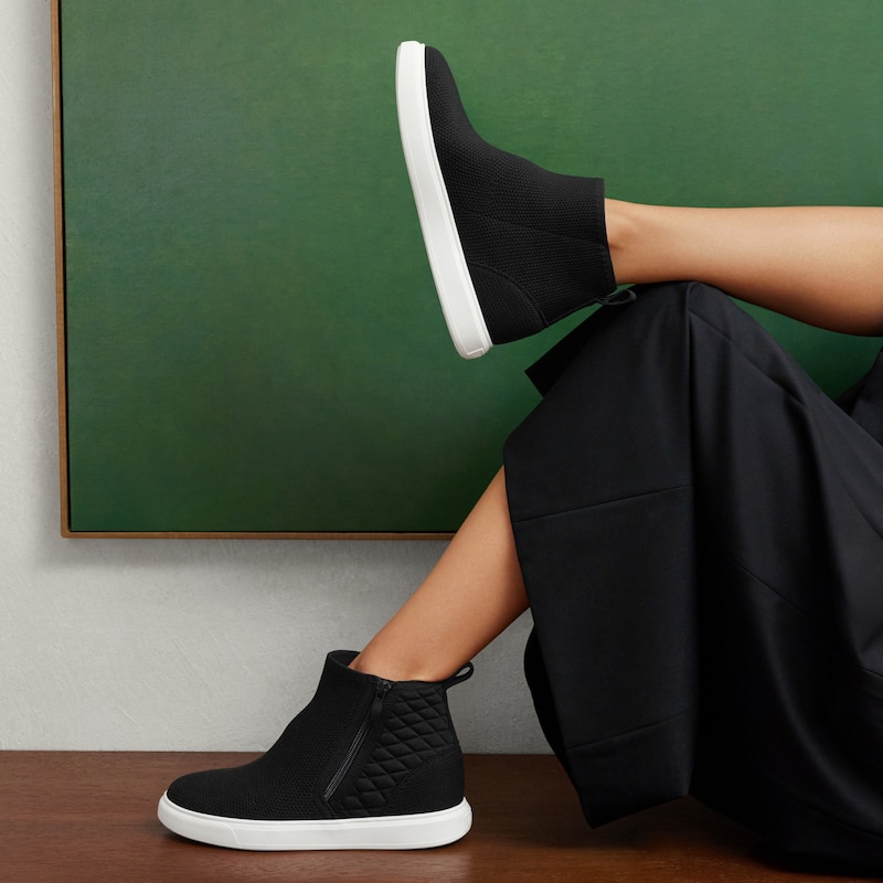 Round-Toe Hidden Wedge Sneakers (Casey), Black, EU35 | VIVAIA
