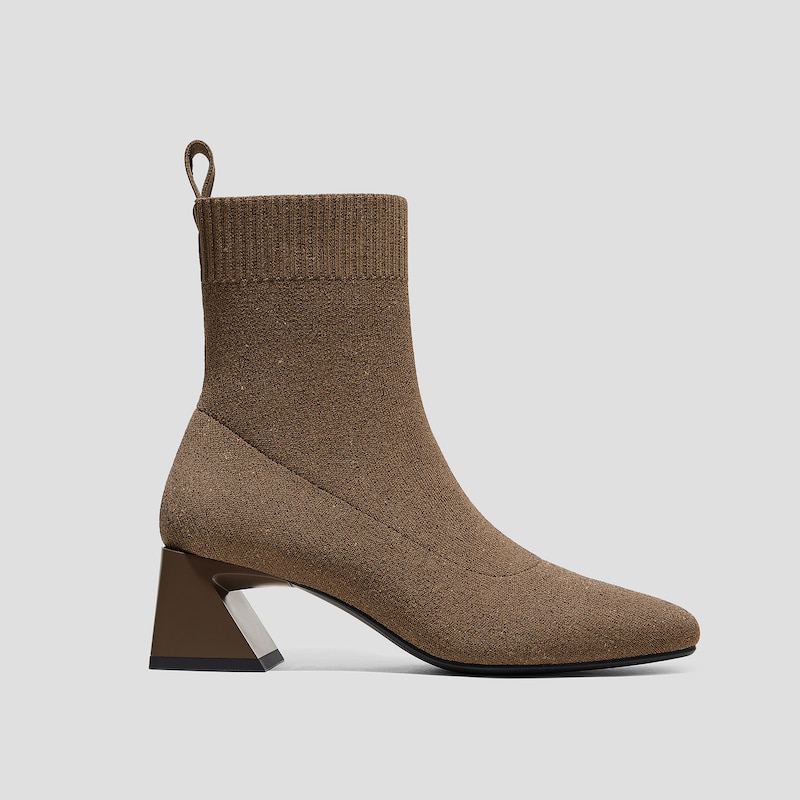 Square-Toe Water-Repellent Heeled Boots (Regina Pro), ESPRESSSO METALLIC, EU35 | VIVAIA