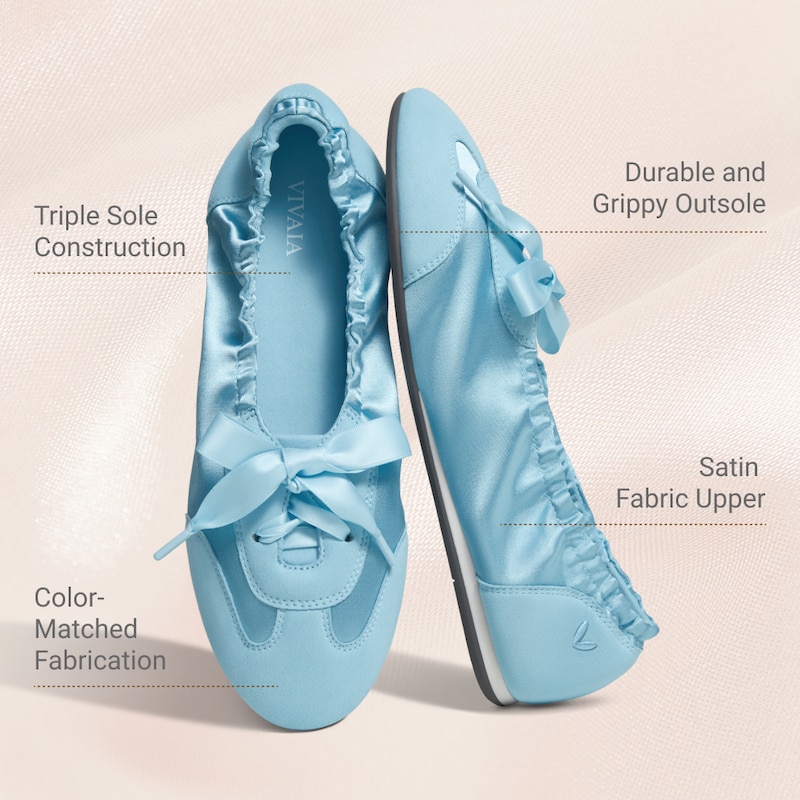 Round-Toe Satin Sneakerina (Yanka), DREAM BLUE | VIVAIA