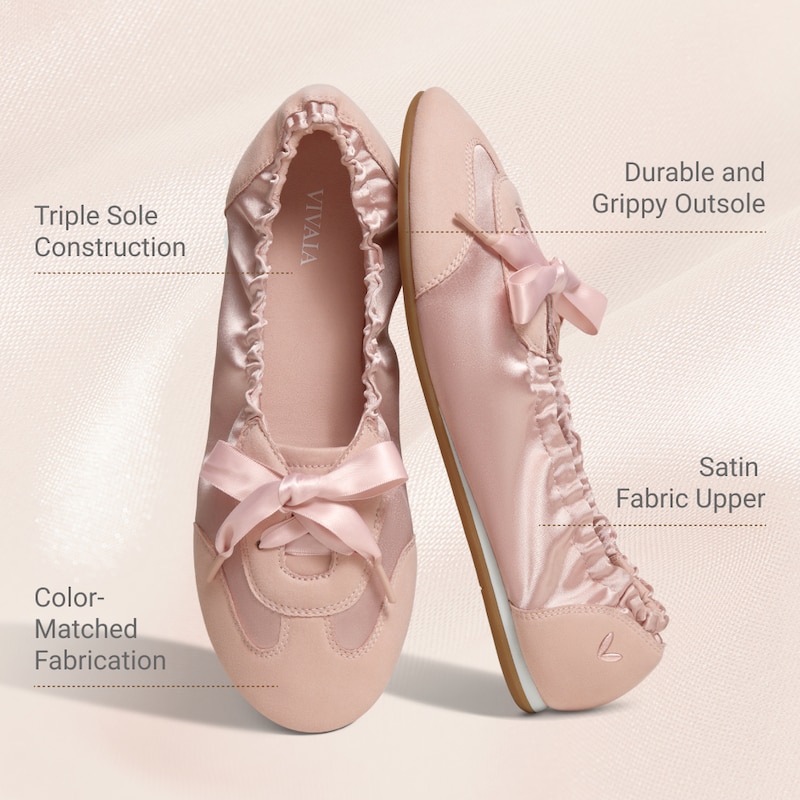 Round-Toe Satin Sneaks (Yanka), PEACH BLUSH | VIVAIA
