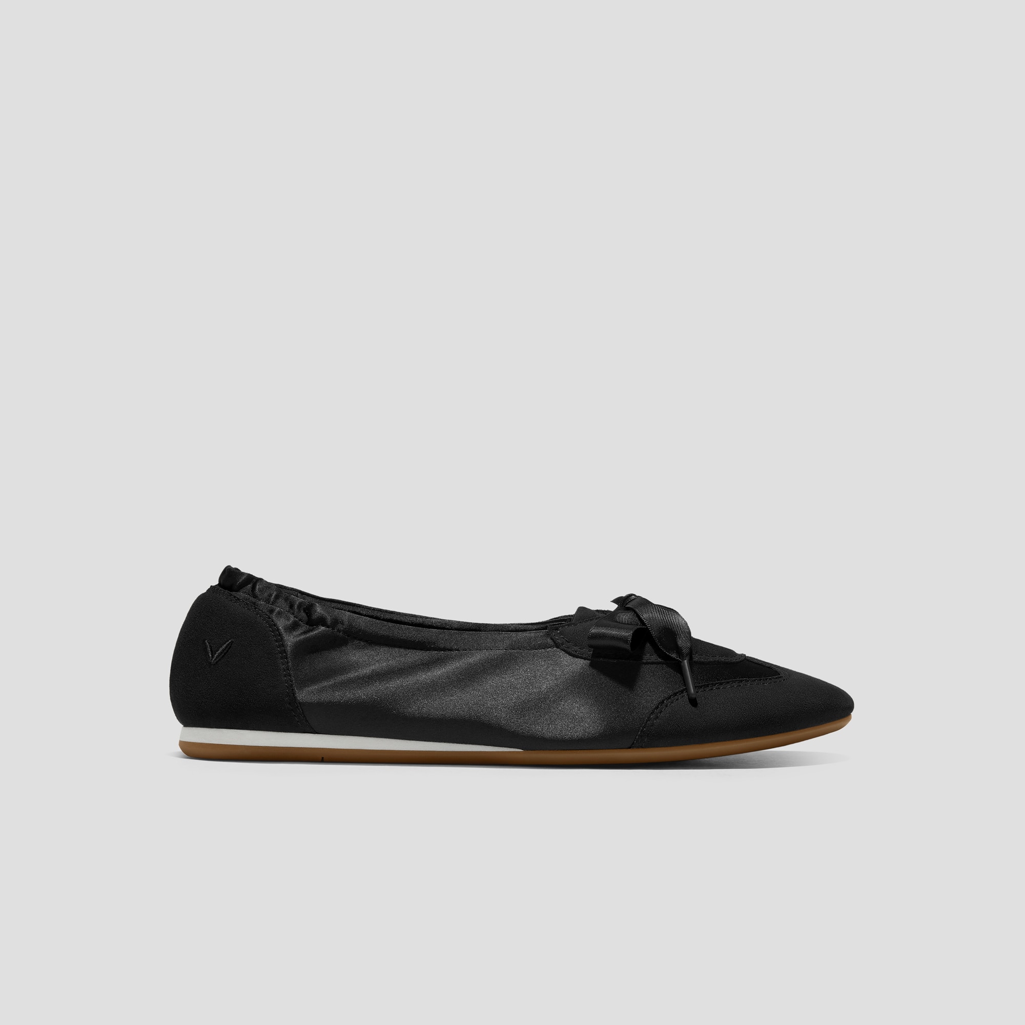 Round-Toe Satin Sneakerina (Yanka), Black | VIVAIA