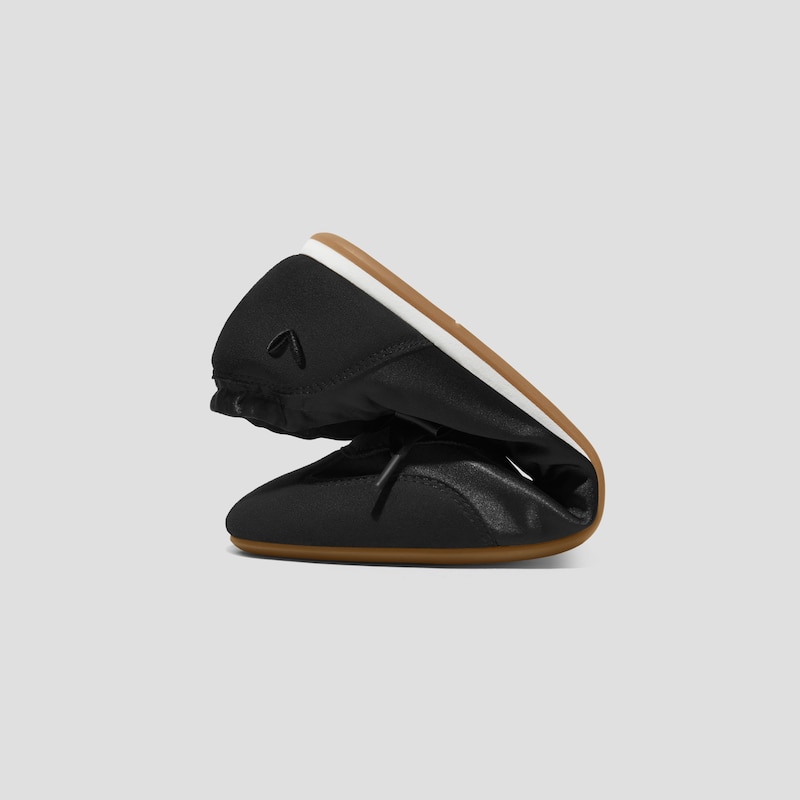 Round-Toe Satin Sneakerina (Yanka), Black | VIVAIA