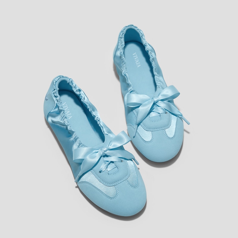 Round-Toe Satin Sneakerina (Yanka), DREAM BLUE | VIVAIA