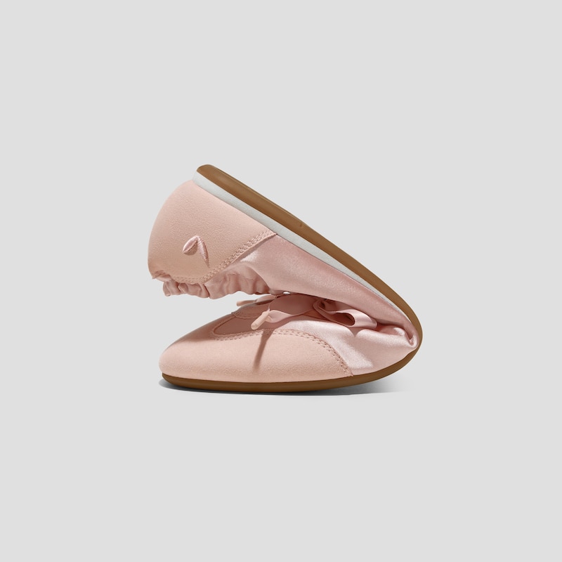 Round-Toe Satin Sneaks (Yanka), PEACH BLUSH | VIVAIA