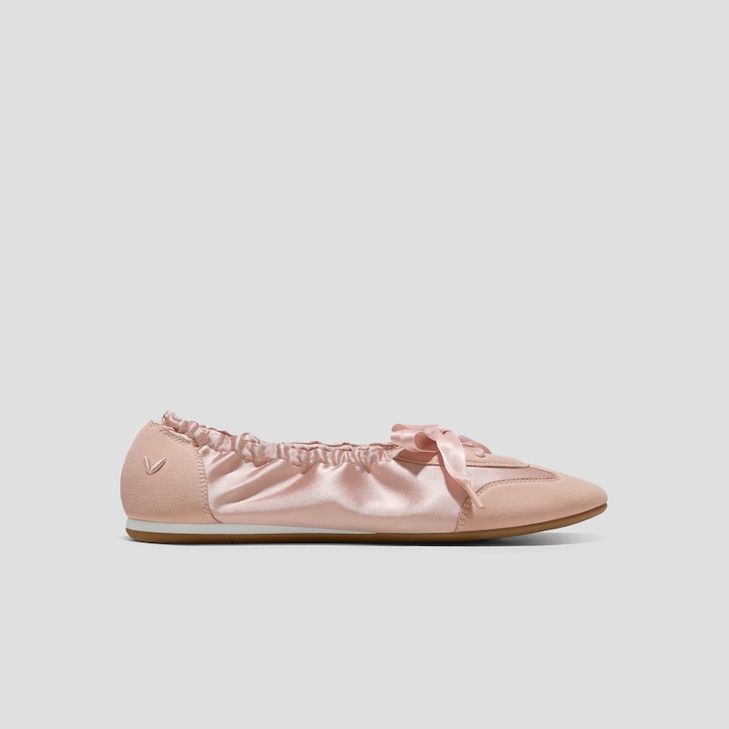 Round-Toe Satin Sneaks (Yanka), PEACH BLUSH | VIVAIA