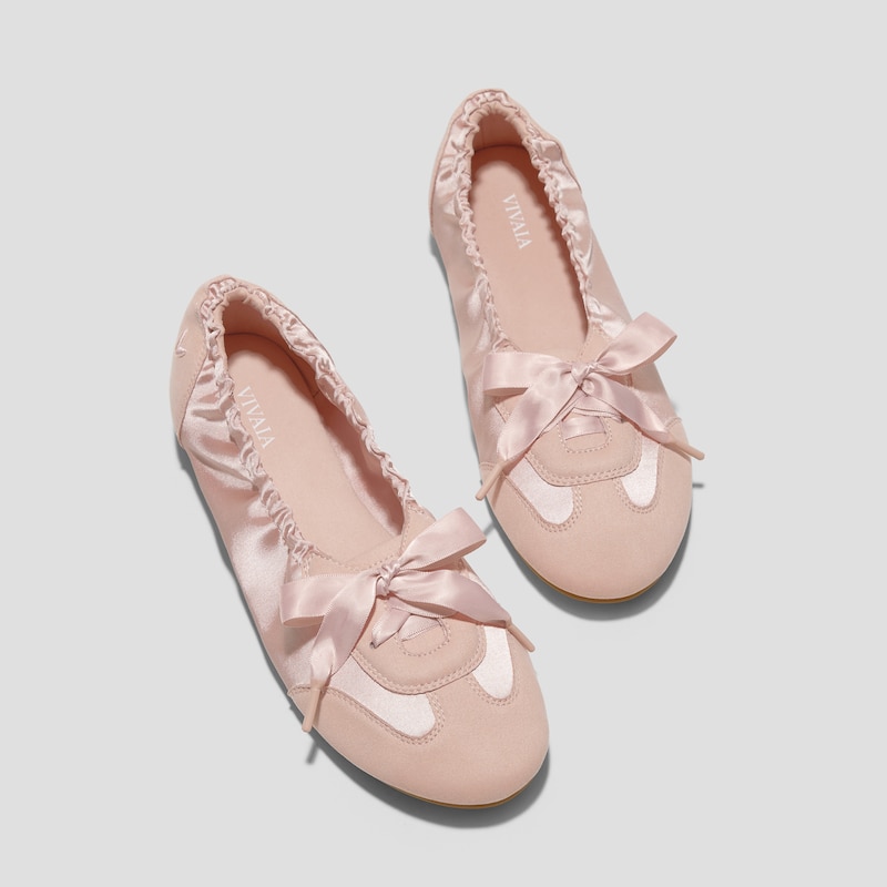 Round-Toe Satin Sneaks (Yanka), PEACH BLUSH | VIVAIA