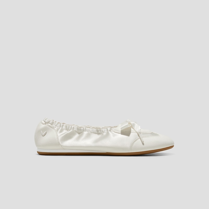 Round-Toe Satin Sneakerina (Yanka), LIGHT GOLD | VIVAIA