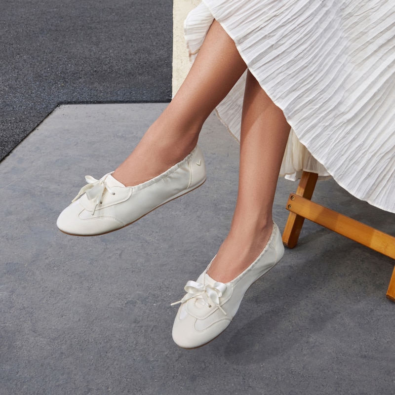 Round-Toe Satin Sneakerina (Yanka), LIGHT GOLD | VIVAIA