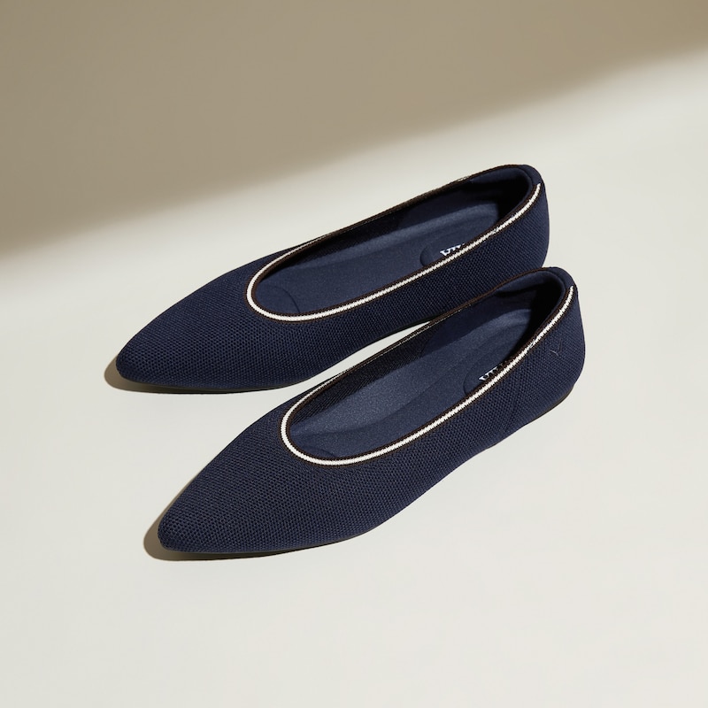 Pointed-Toe Ballet Flats (Aria 5°), NAVY DK.CHOCOLATE, EU35 | VIVAIA