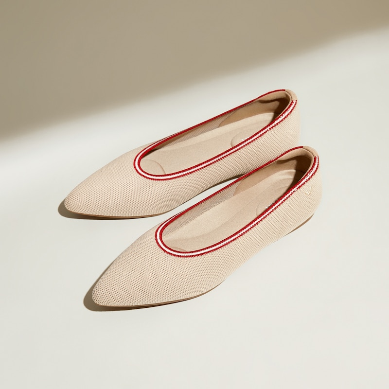 Pointed-Toe Ballet Flats (Aria 5°), ALMOND RUBY RED, EU35 | VIVAIA
