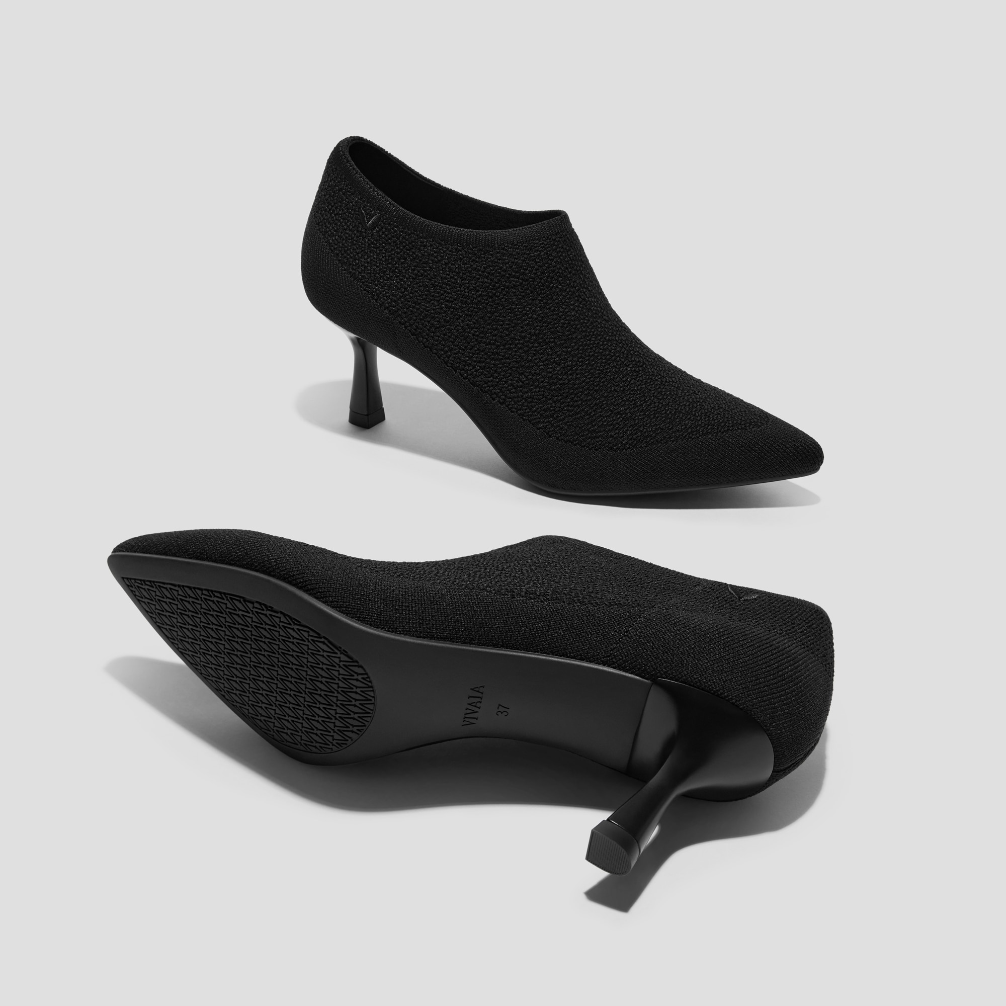 Pointed-Toe Mid Heels (Alana), BLACK JACQUARD, EU35 | VIVAIA