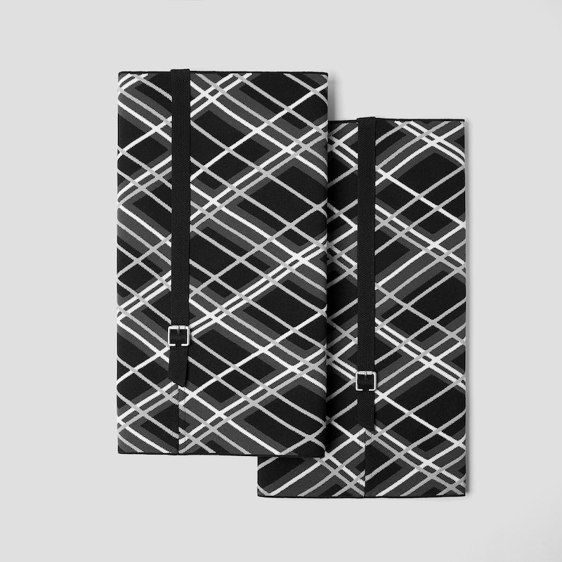Knitted Sleeve Leg Warmers, BLACK WHITE LINED PLAID, EU35-36.5 | VIVAIA