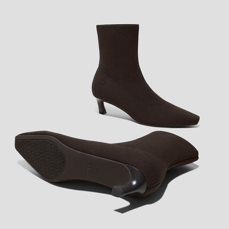 2-in-1 Detachable Mid Heel Boots (Rita), DARK CHOCOLATE, EU37 | VIVAIA