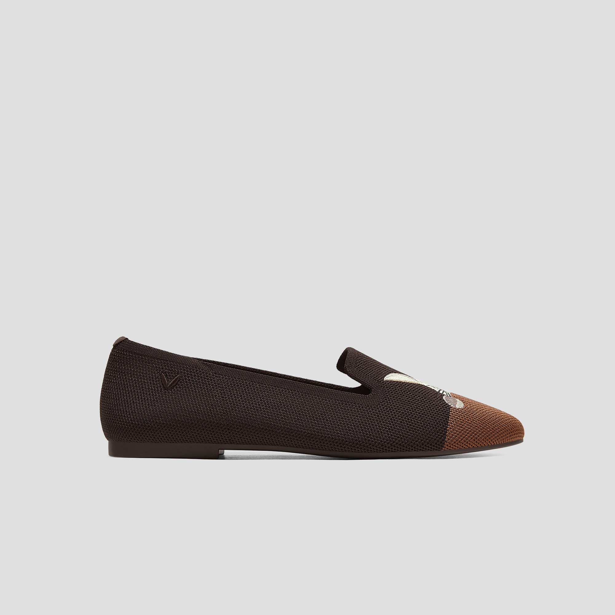 Round-Toe Embroidered Loafers (Audrey), DARK CHOCOLATE BROWN
