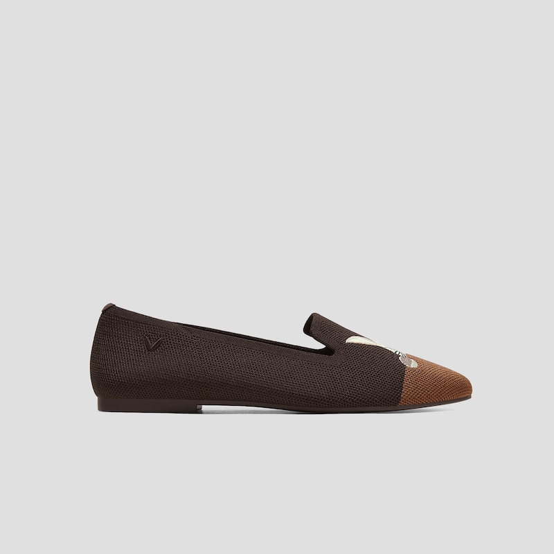 Round-Toe Embroidered Loafers (Audrey), DARK CHOCOLATE BROWN - BUNNY, EU39 | VIVAIA