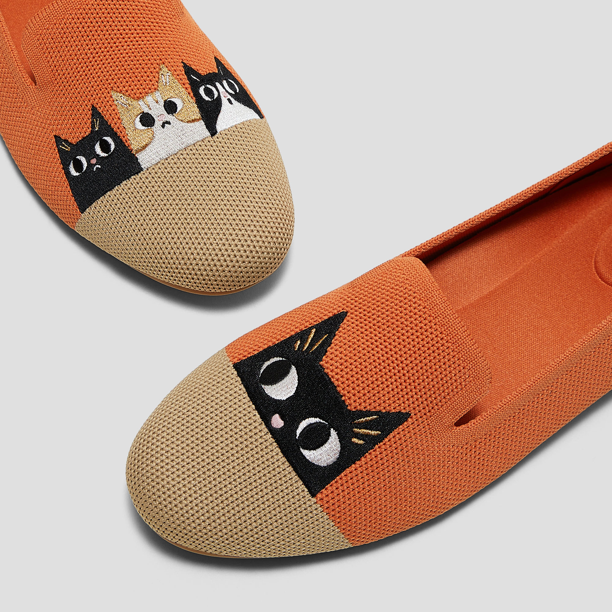 Round-Toe Embroidered Loafers (Audrey), APRICOT NUDE - RURAL CAT