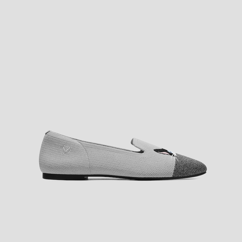 Round-Toe Embroidered Loafers (Audrey), OYSTER RICH GREY - MOO CAT, EU39 | VIVAIA
