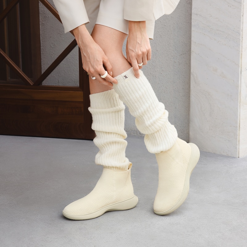 Round-Toe Slip-On Sneaker Boots (Urban Boots), CREAM JAGGED, EU35 | VIVAIA