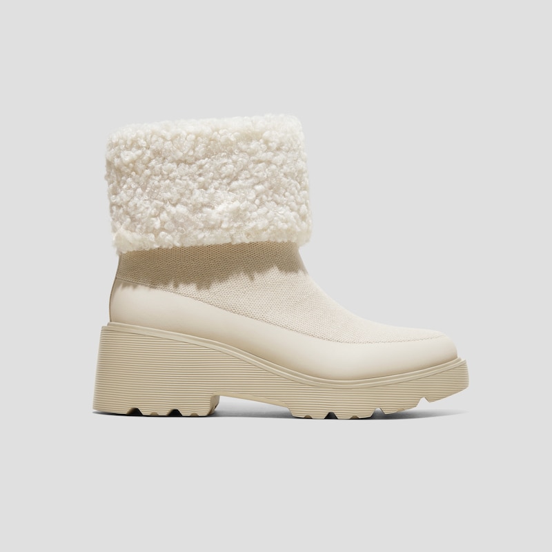 Faux Fur Platform Chunky Wedge Boots（Elaine）, CREAM IVORY WOOL, EU39 | VIVAIA