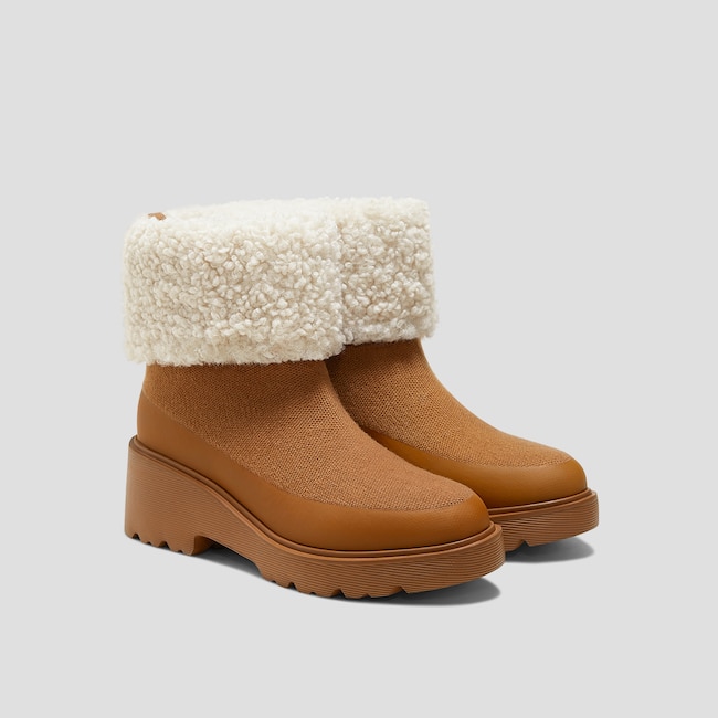 Faux Fur Platform Chunky Wedge Boots (Elaine)