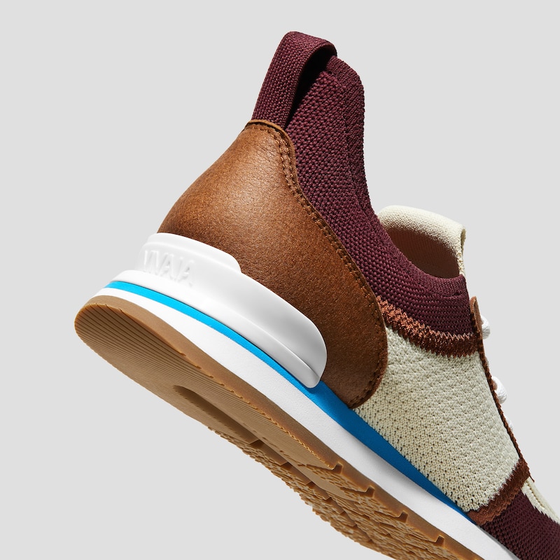 Mix-Texture Slip-On Sneakers (Astra), BEIGE BURGUNDY CARAMEL, EU35 | VIVAIA
