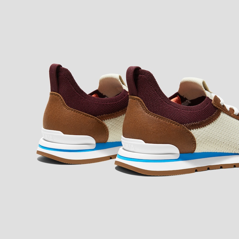 Mix-Texture Slip-On Sneakers (Astra), BEIGE BURGUNDY CARAMEL, EU35 | VIVAIA