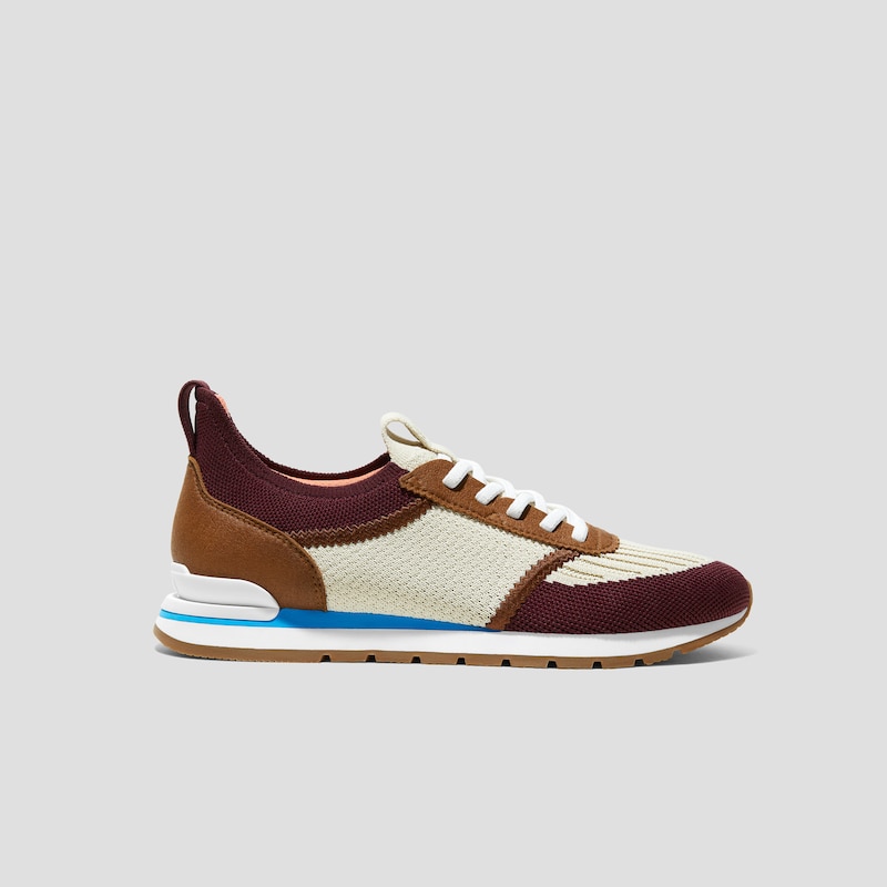 Mix-Texture Slip-On Sneakers (Astra), BEIGE BURGUNDY CARAMEL, EU35 | VIVAIA