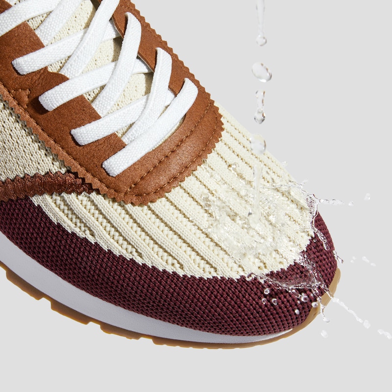 Mix-Texture Slip-On Sneakers (Astra), BEIGE BURGUNDY CARAMEL, EU35 | VIVAIA