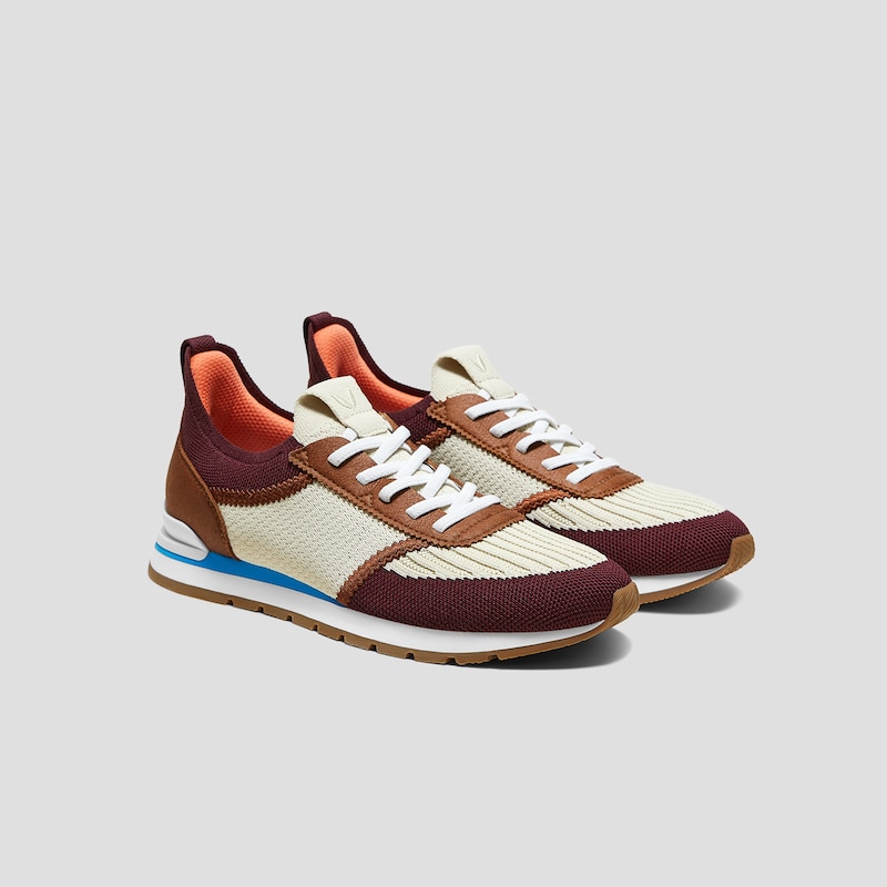 Mix-Texture Slip-On Sneakers (Astra), BEIGE BURGUNDY CARAMEL, EU35 | VIVAIA