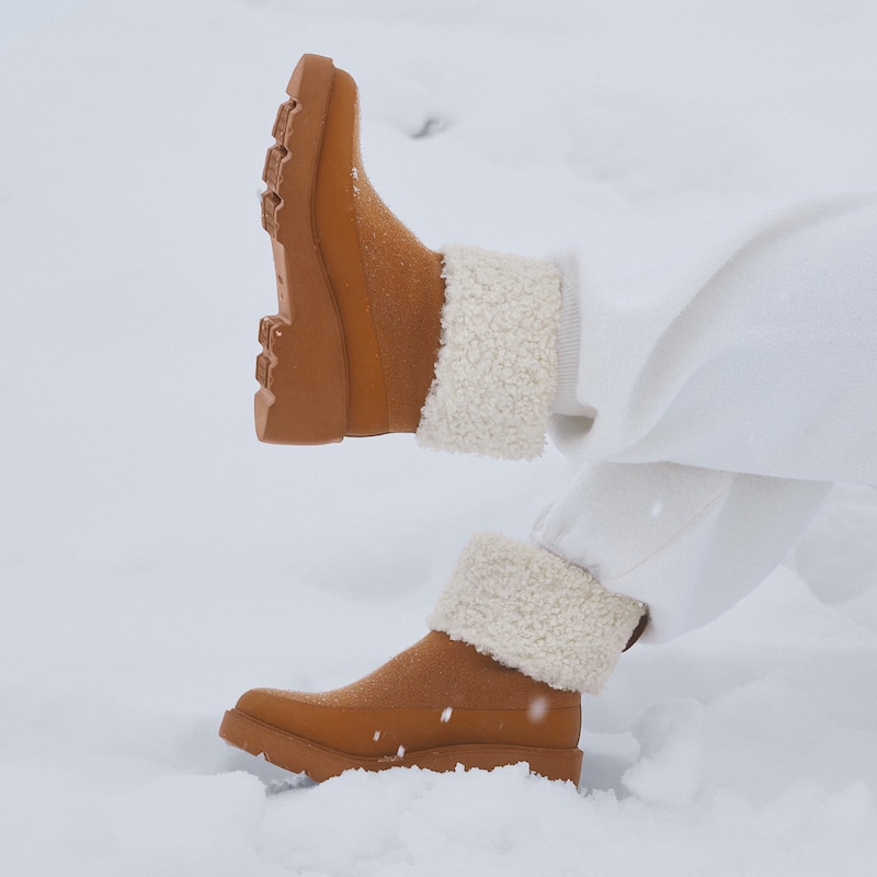 Faux Fur Platform Chunky Wedge Boots (Elaine), CARAMEL WOOL, EU35 | VIVAIA