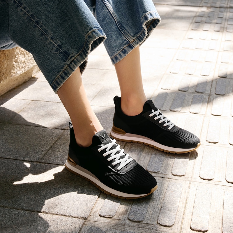 Mix-Texture Slip-On Sneakers (Astra), Black, EU35 | VIVAIA