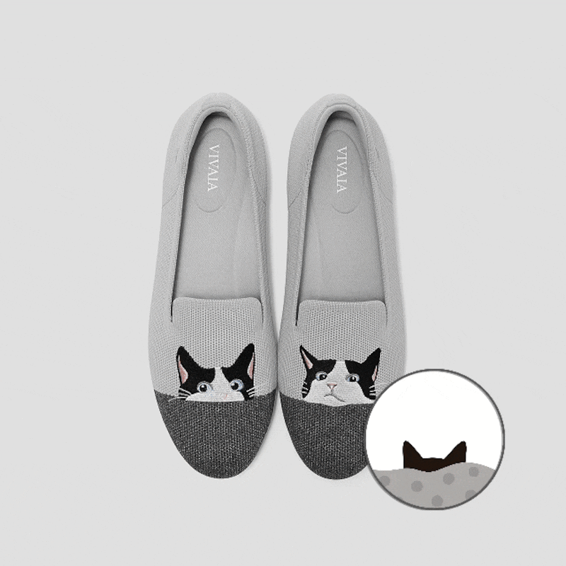 Round-Toe Embroidered Loafers (Audrey), OYSTER RICH GREY - MOO CAT, EU39 | VIVAIA