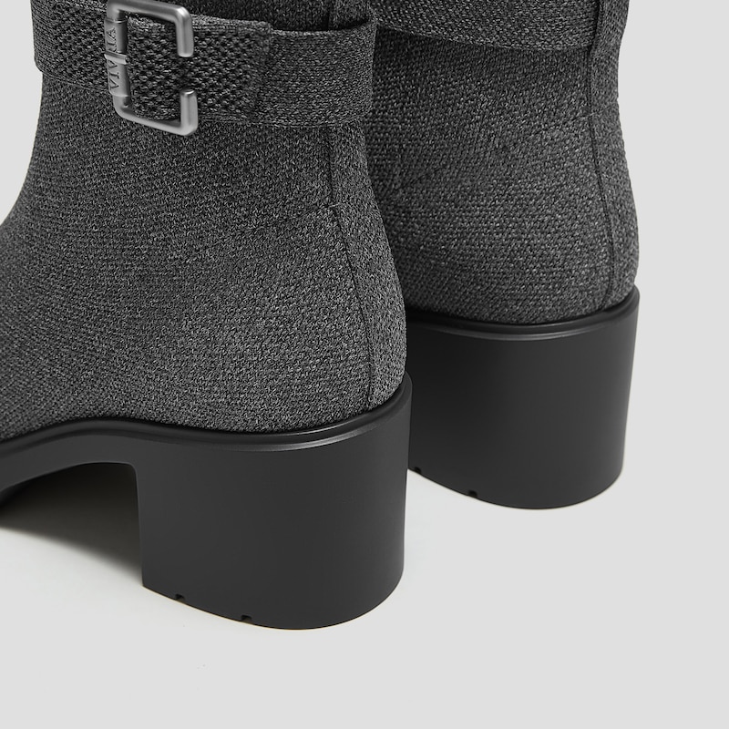 Square-Toe Water-Repellent Heeled Boots (Gisella), Rich Grey, EU40 | VIVAIA