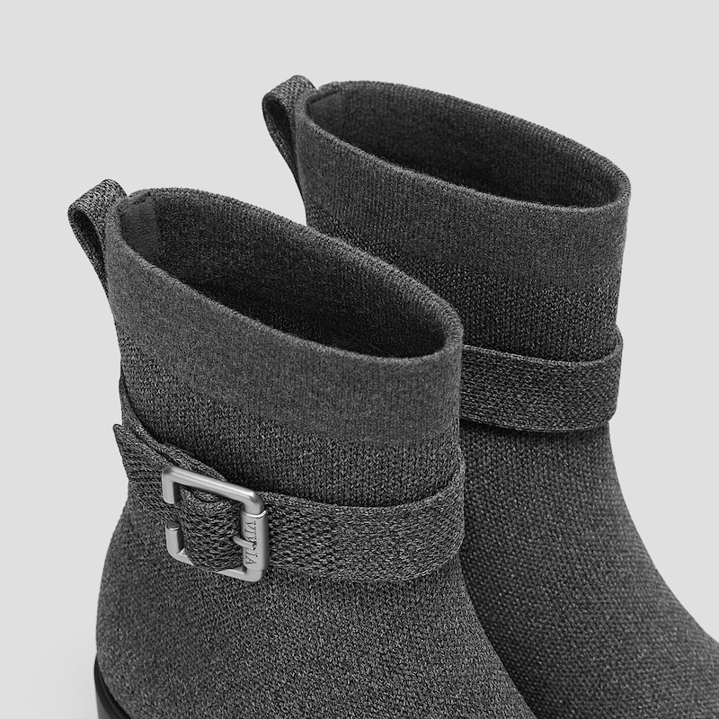 Square-Toe Water-Repellent Heeled Boots (Gisella), Rich Grey, EU40 | VIVAIA