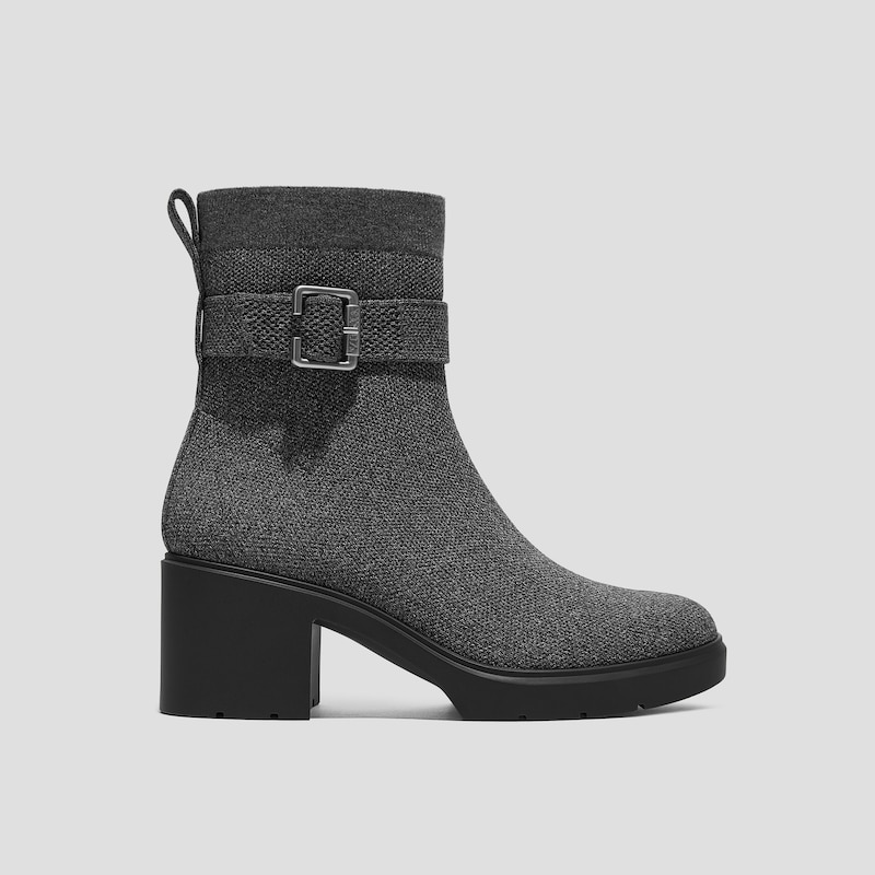 Square-Toe Water-Repellent Heeled Boots (Gisella), Rich Grey, EU40 | VIVAIA