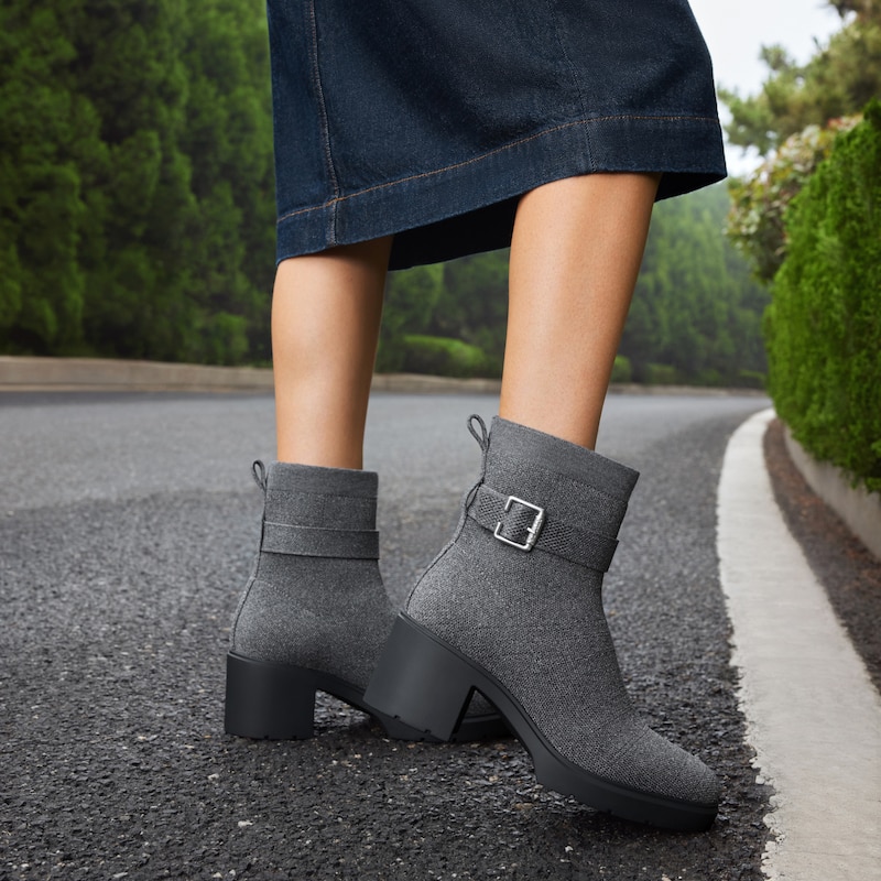 Square-Toe Water-Repellent Heeled Boots (Gisella), Rich Grey, EU40 | VIVAIA