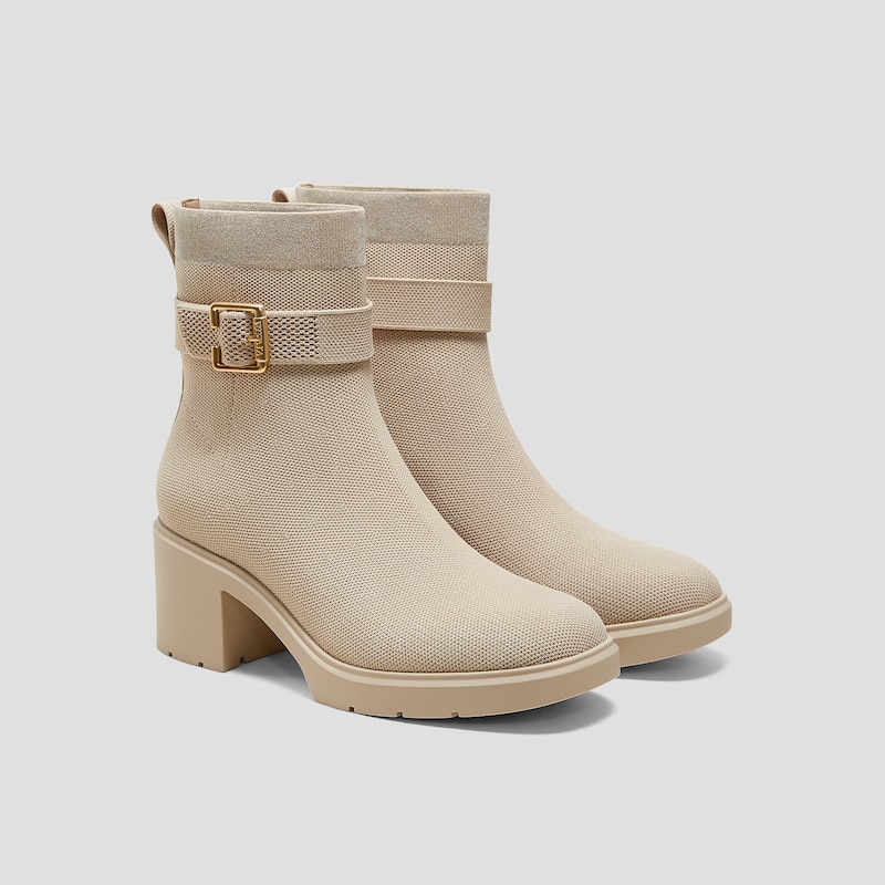 Square-Toe Water-Repellent Heeled Boots (Gisella), ALMOND, EU39 | VIVAIA