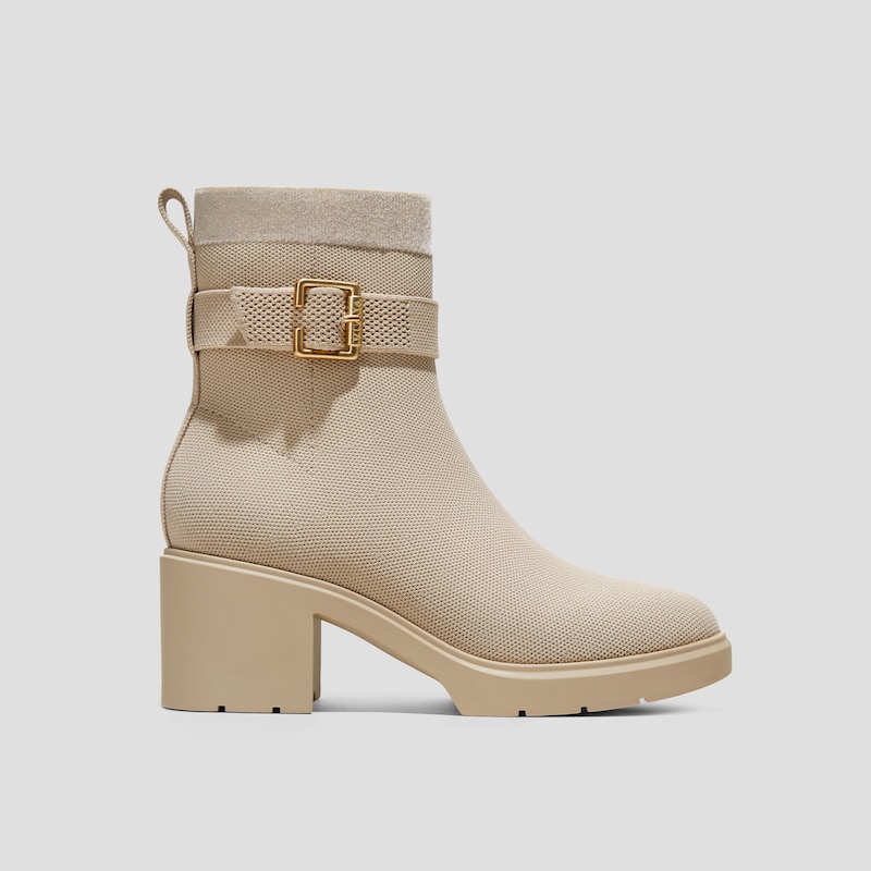 Square-Toe Water-Repellent Heeled Boots (Gisella), ALMOND, EU39 | VIVAIA